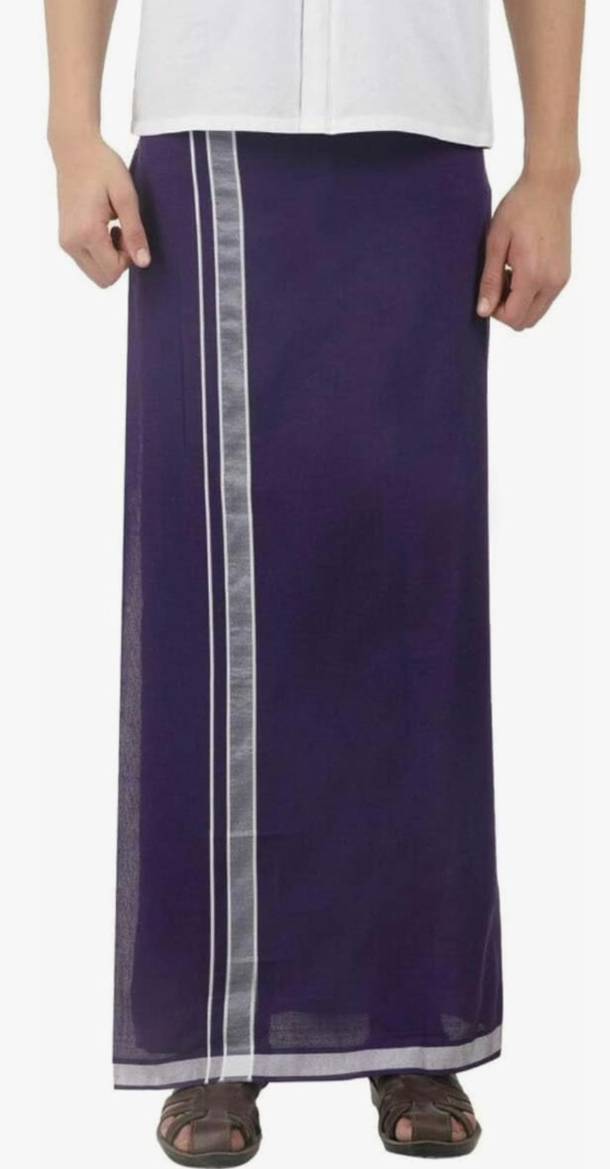 Stylesindia Men's Cotton Colored Dhoti with Fancy Border Kerala-style Veshti Mundu Kaili Lungi 2.0 Mtrs