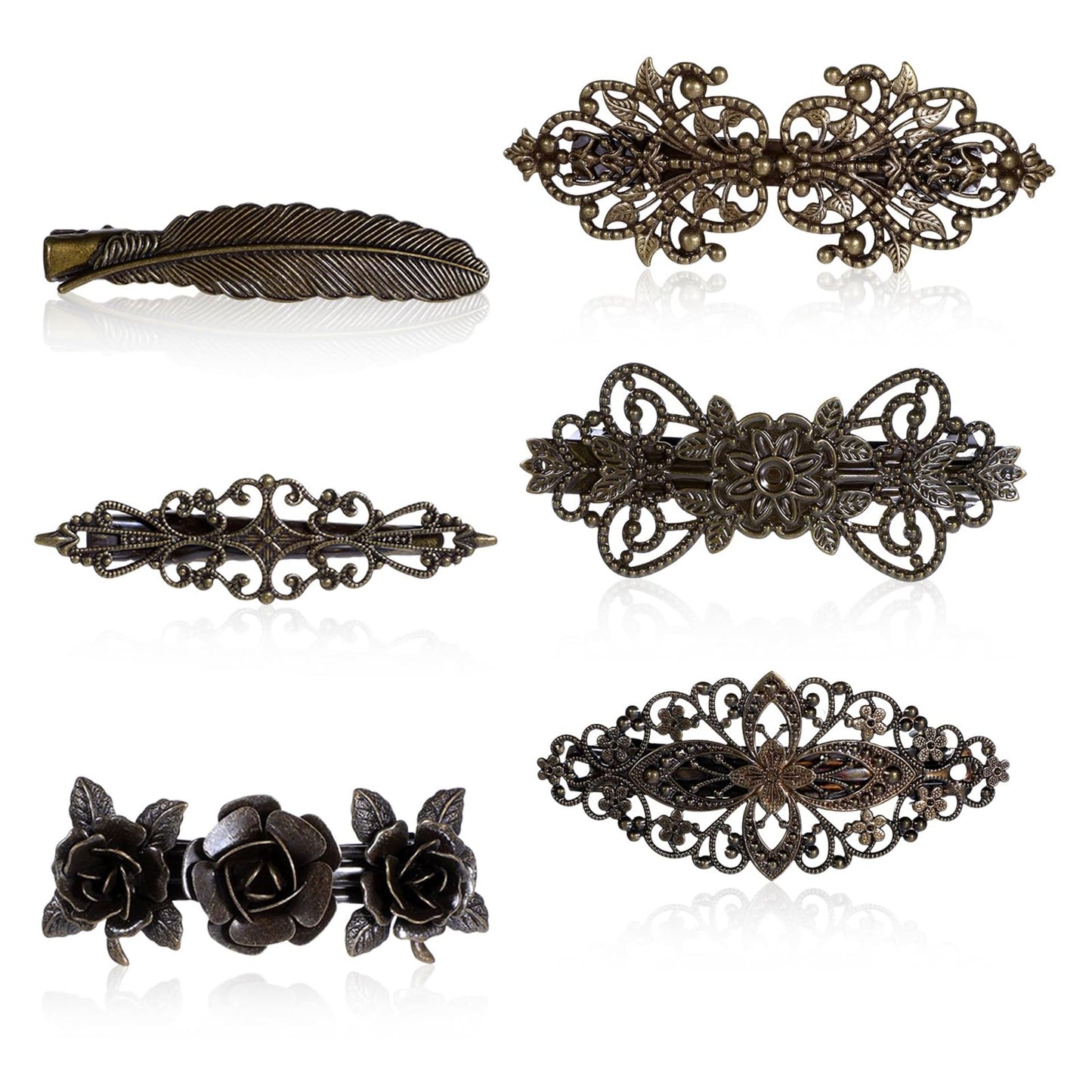 6Pcs Antique style French Flower Hair Clips