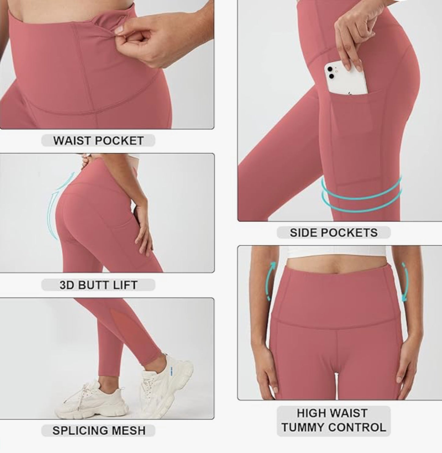 CLALER Women's Naked Feeling Yoga Pants with Pockets, High Waist Gym Workout Butt Lift Leggings