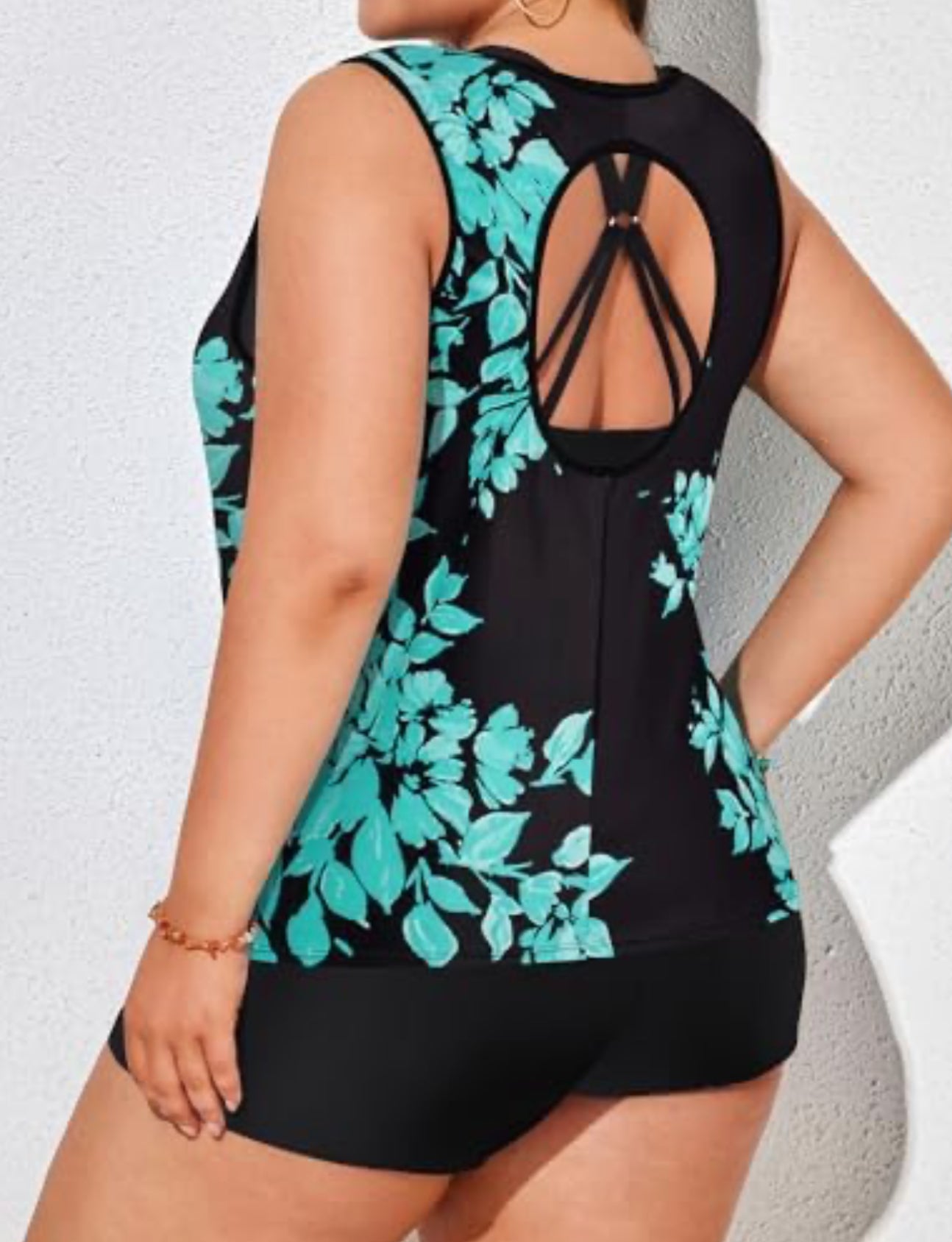 Hanna Nikole Plus Size 3 Piece Tankini Swimsuit