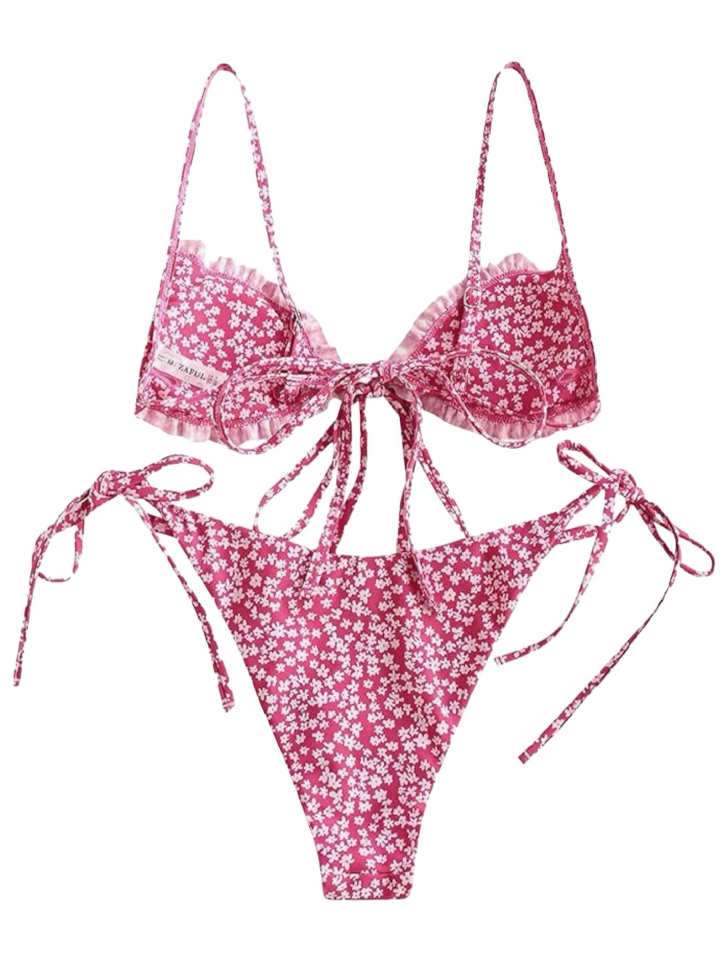 ZAFUL Womens Leopard Printed Underwire Bikini Bathing Suit High Cut Swimsuit
