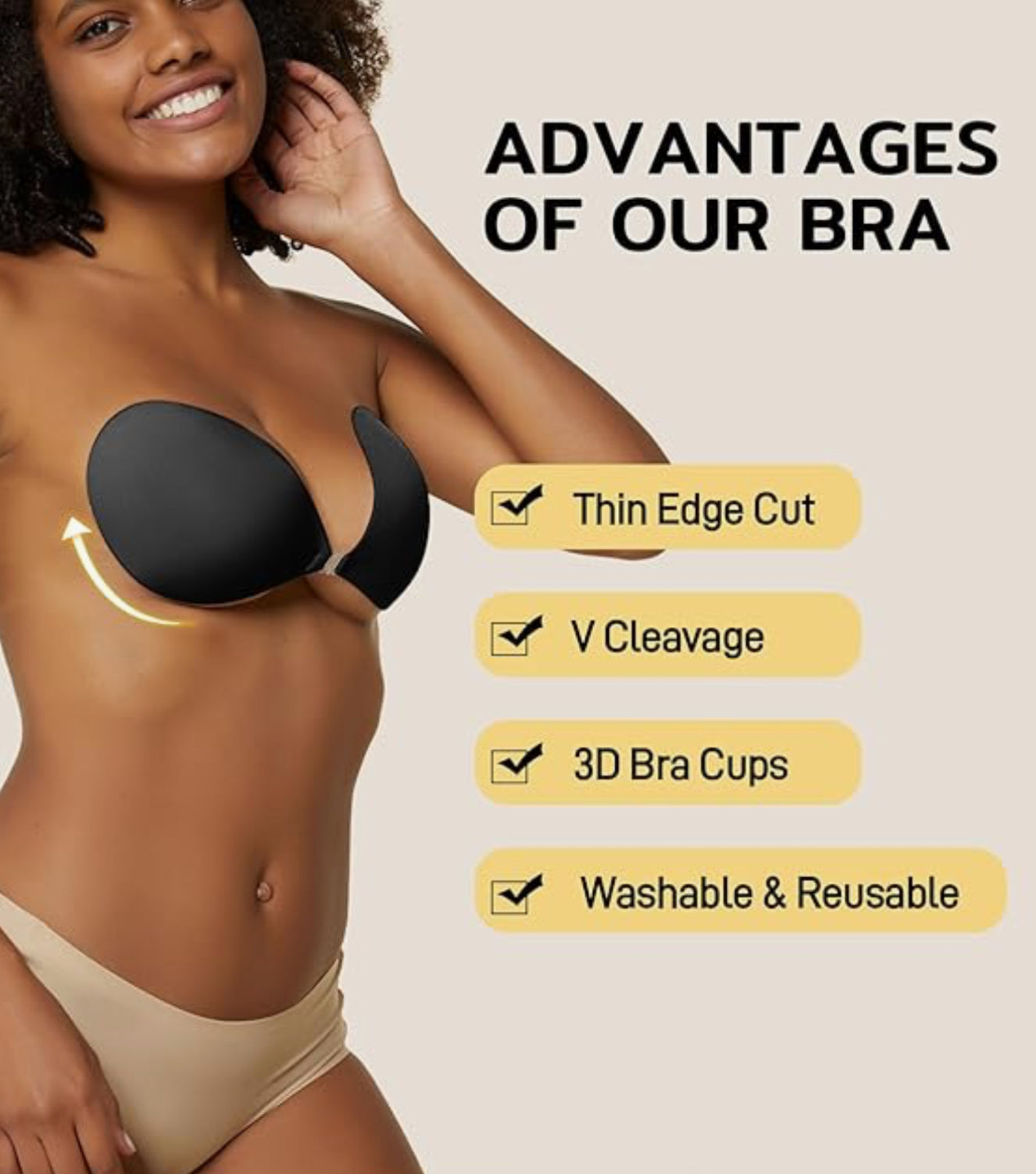 Niidor Adhesive Bra Strapless Sticky Invisible Push Up