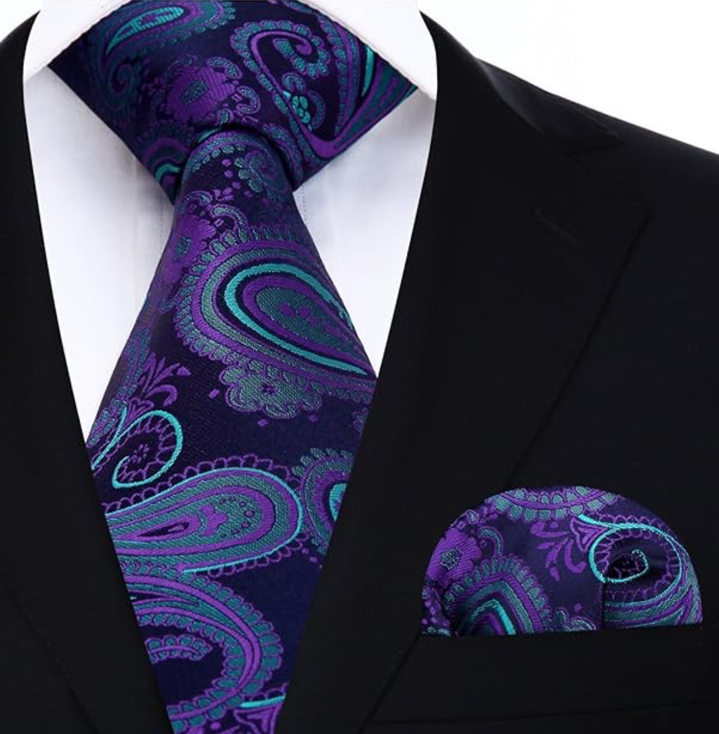 Men's Paisley Tie Handkerchief Wedding Party Necktie & Pocket Square Set