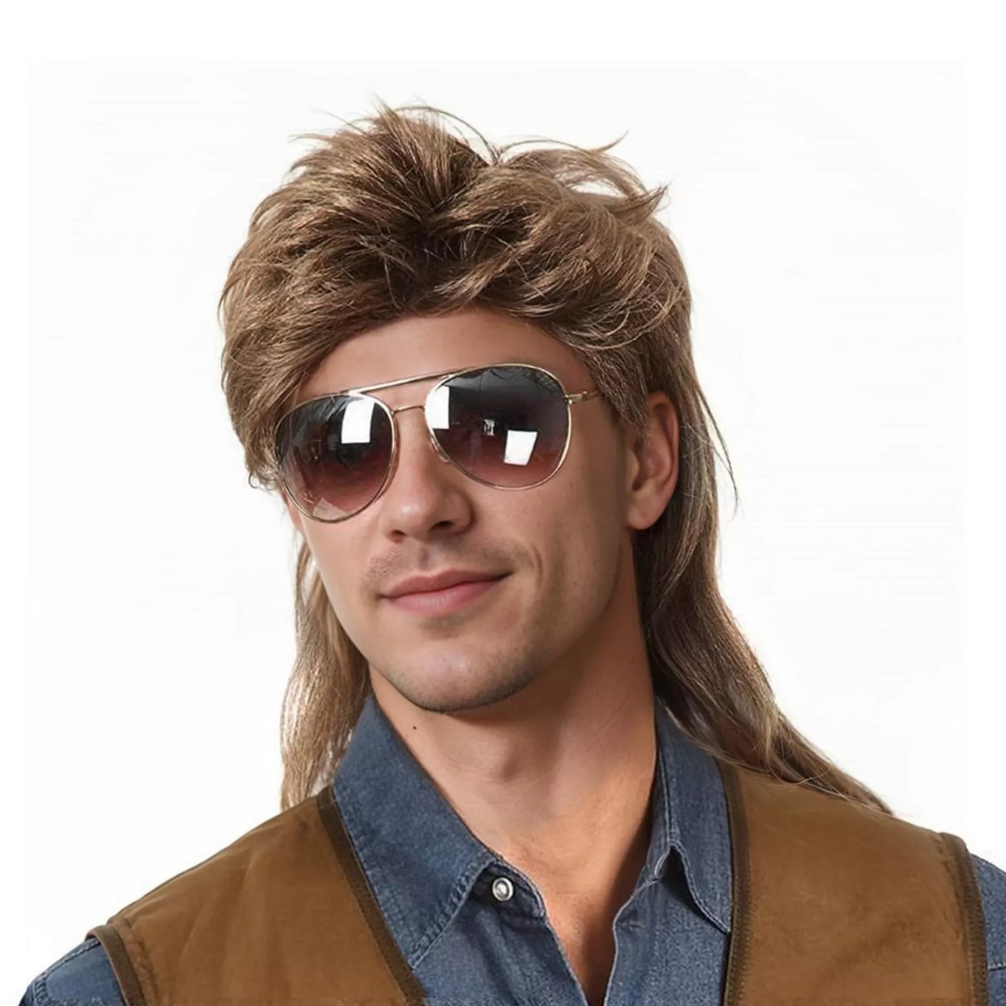 Men's 80s Mule Wig Costume Wig with Sunglasses
