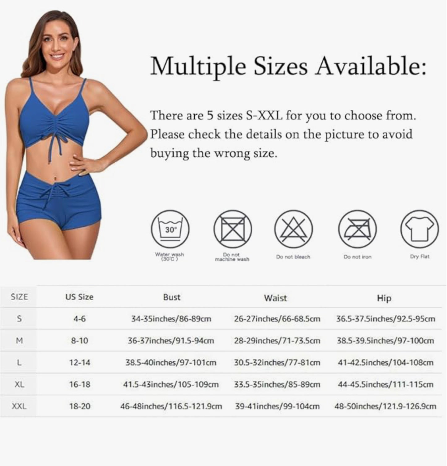 Meioro solid swimsuit for women tie front shorts bikini