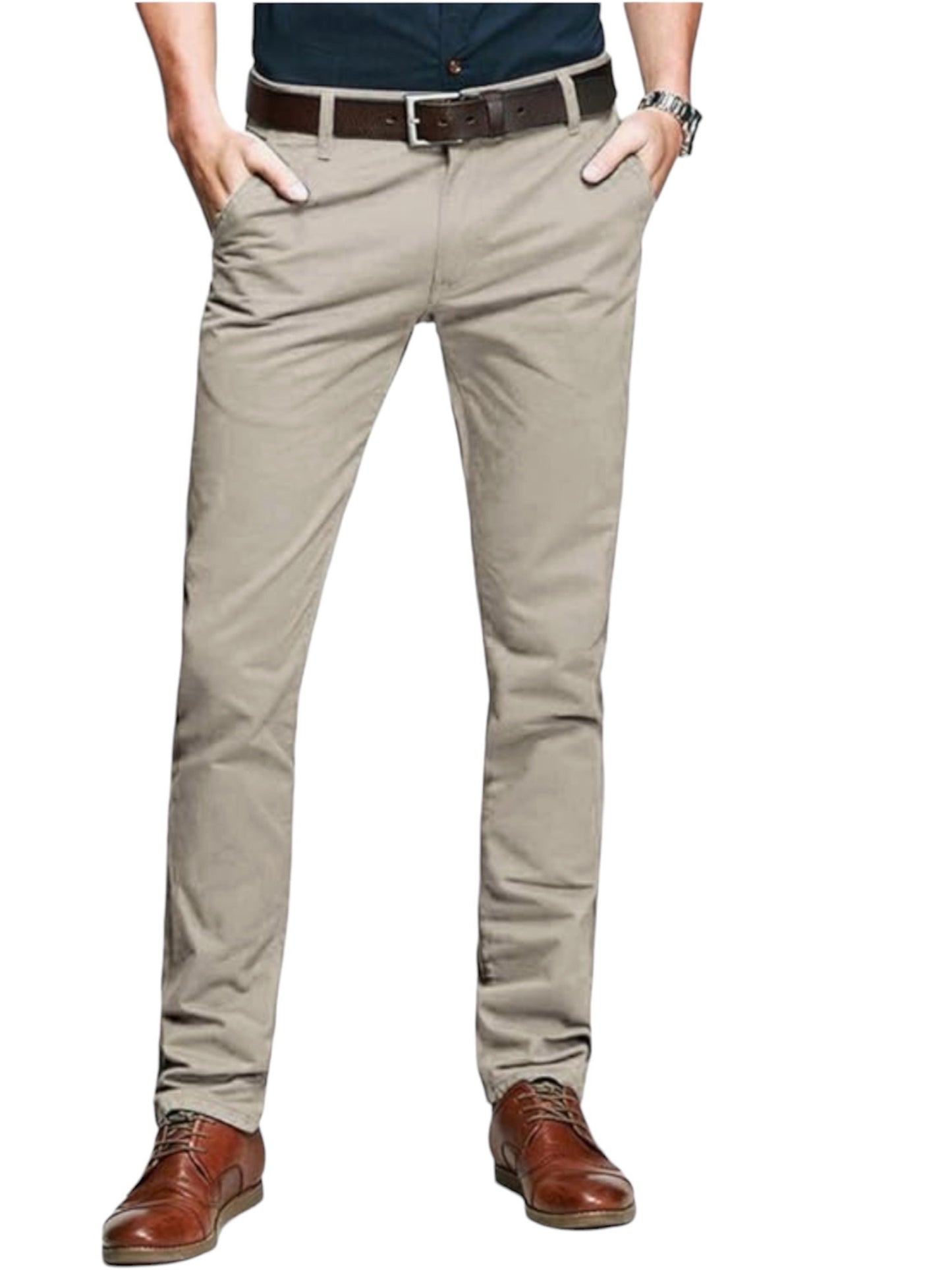 Ochenta Mens Tapered Stretch Chinos Casual Smart Trousers Formal Regular Fit