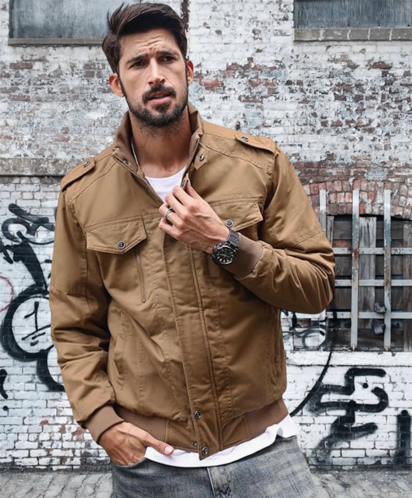 Men's Winter Cotton Military Coat Casual Cargo Bomber Jacket