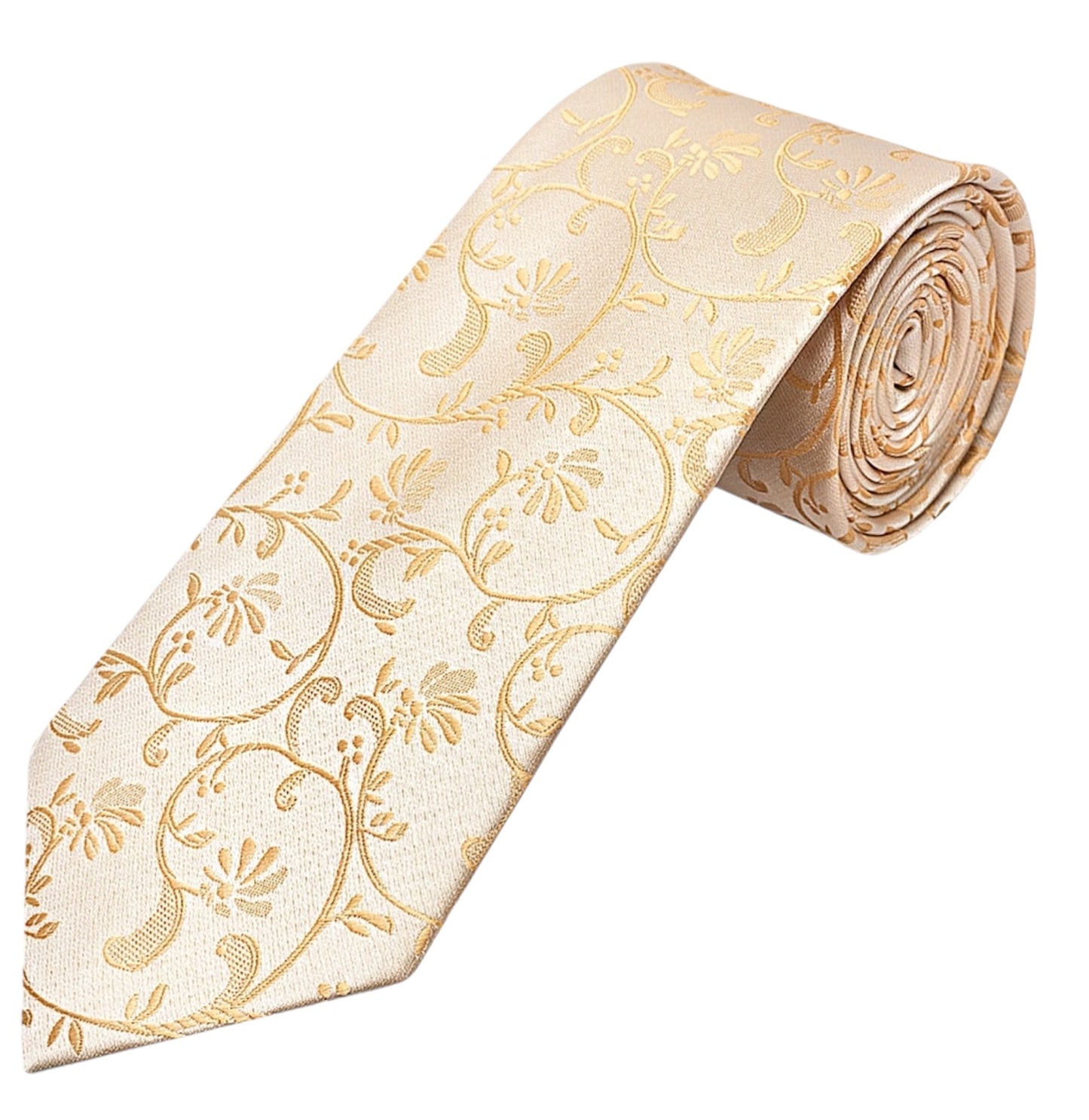 Caramel Floral Classic Men's Tie and Pocket Square Set