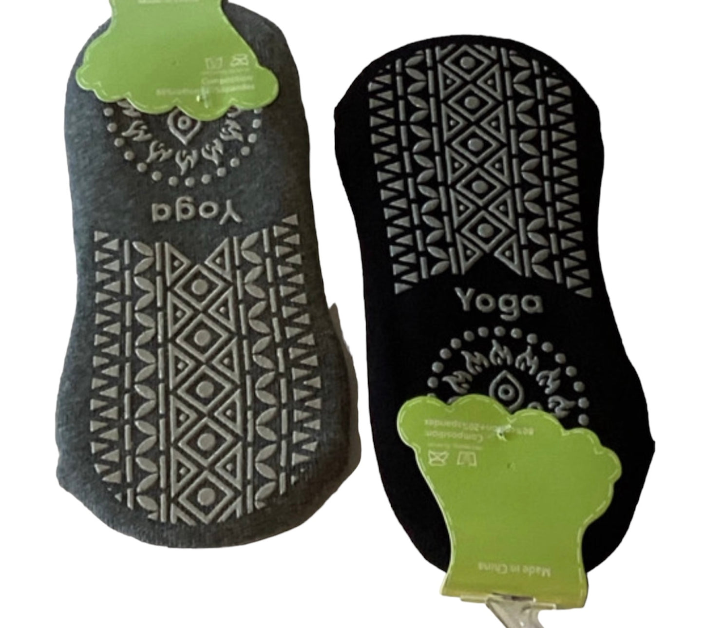 Non-Slip Grips & Straps Non Slip Socks For Yoga Pilates Grey & Black