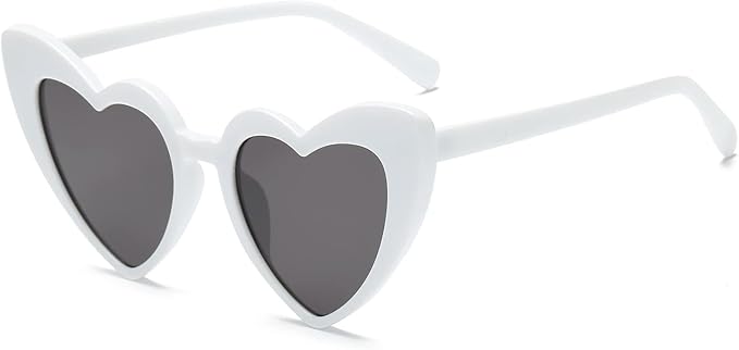 White Plastic Heart Sunglasses