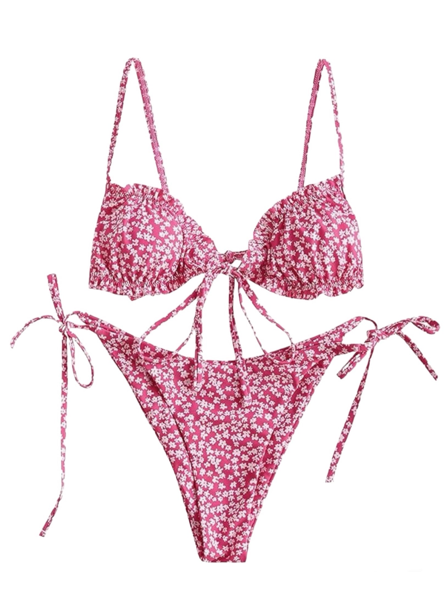 ZAFUL Womens Leopard Printed Underwire Bikini Bathing Suit High Cut Swimsuit