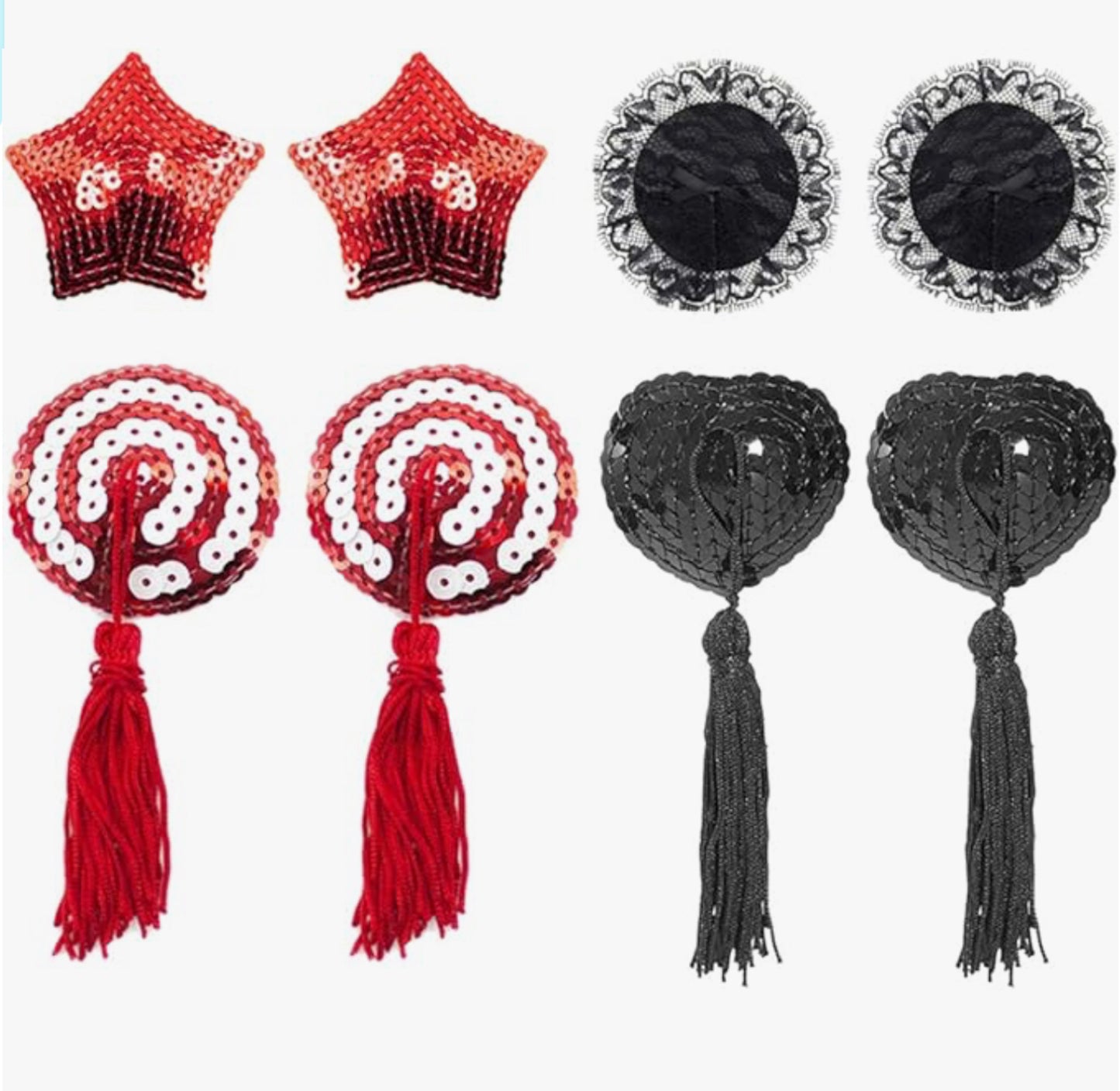 Adhesive Silicone Nipple Cover Stickers Reusable with Sequin Tassel for Couples Role Play