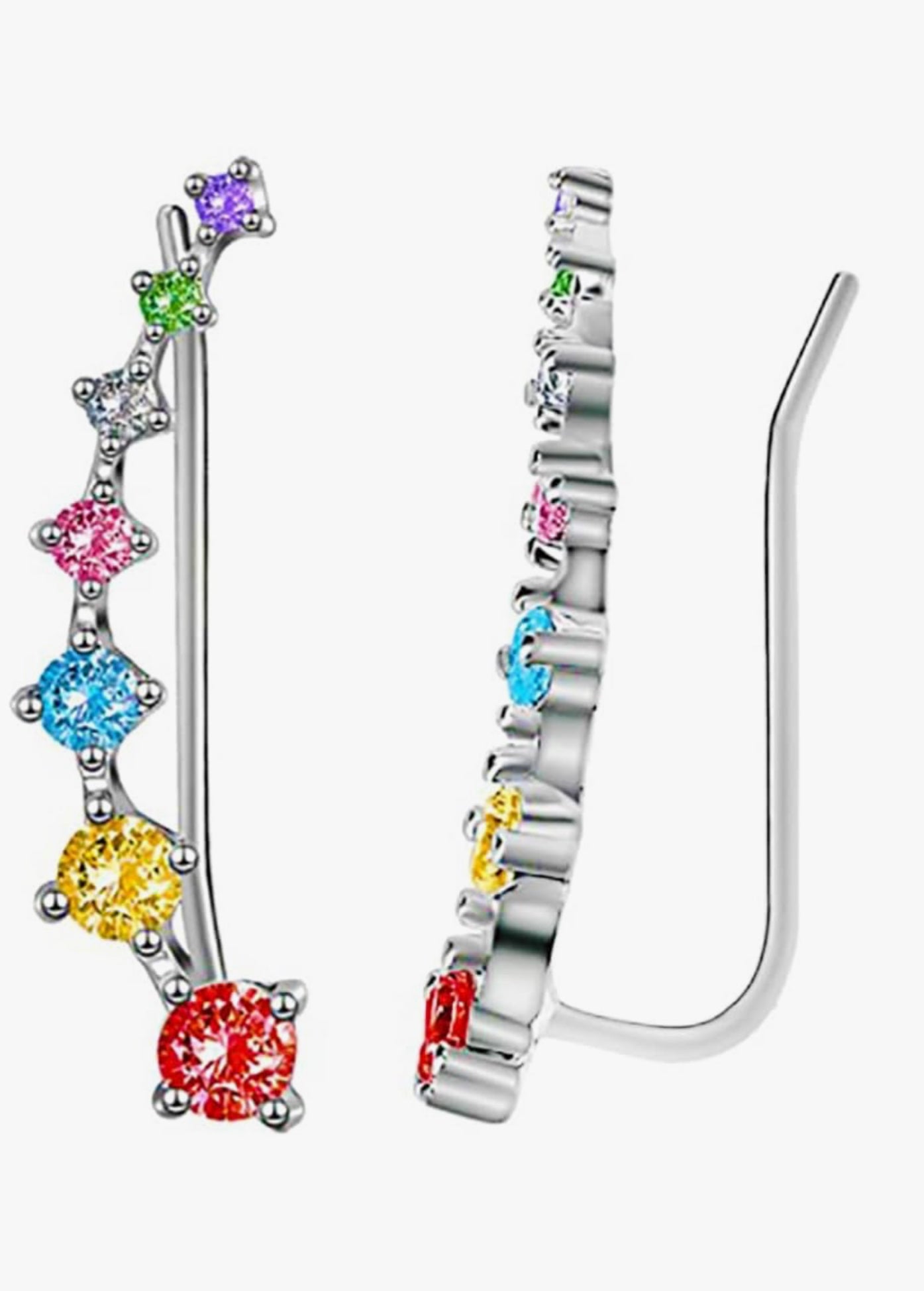 Clear Rainbow Cuff Earrings