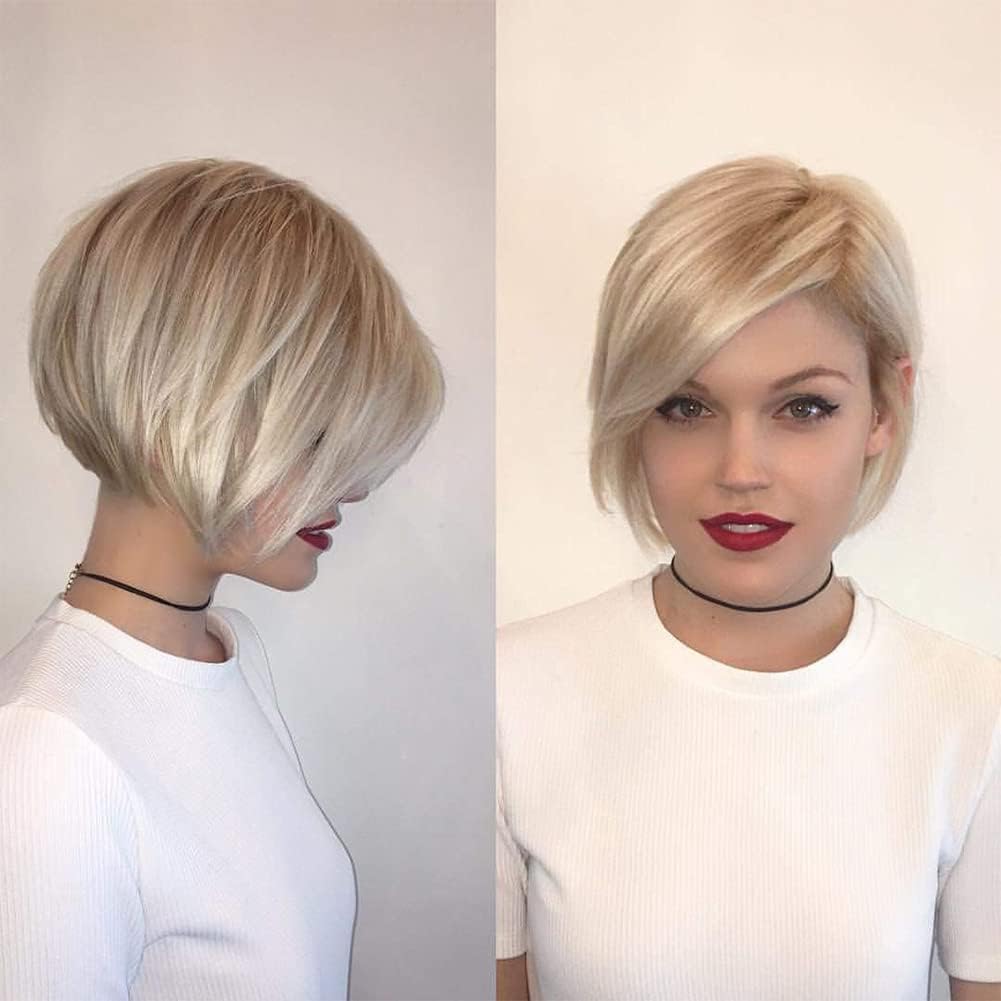Baruisi Short Blonde Layered Side Part Wig