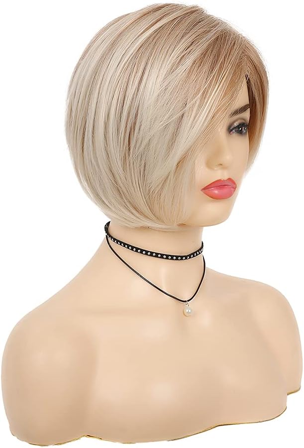 Baruisi Short Blonde Layered Side Part Wig