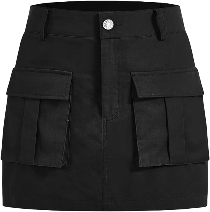 Gorglitter Women's High Waist Bodycon Cargo Mini Skirt