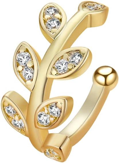 2 Pcs No Piercing Leaf Gold Ear Cuff
