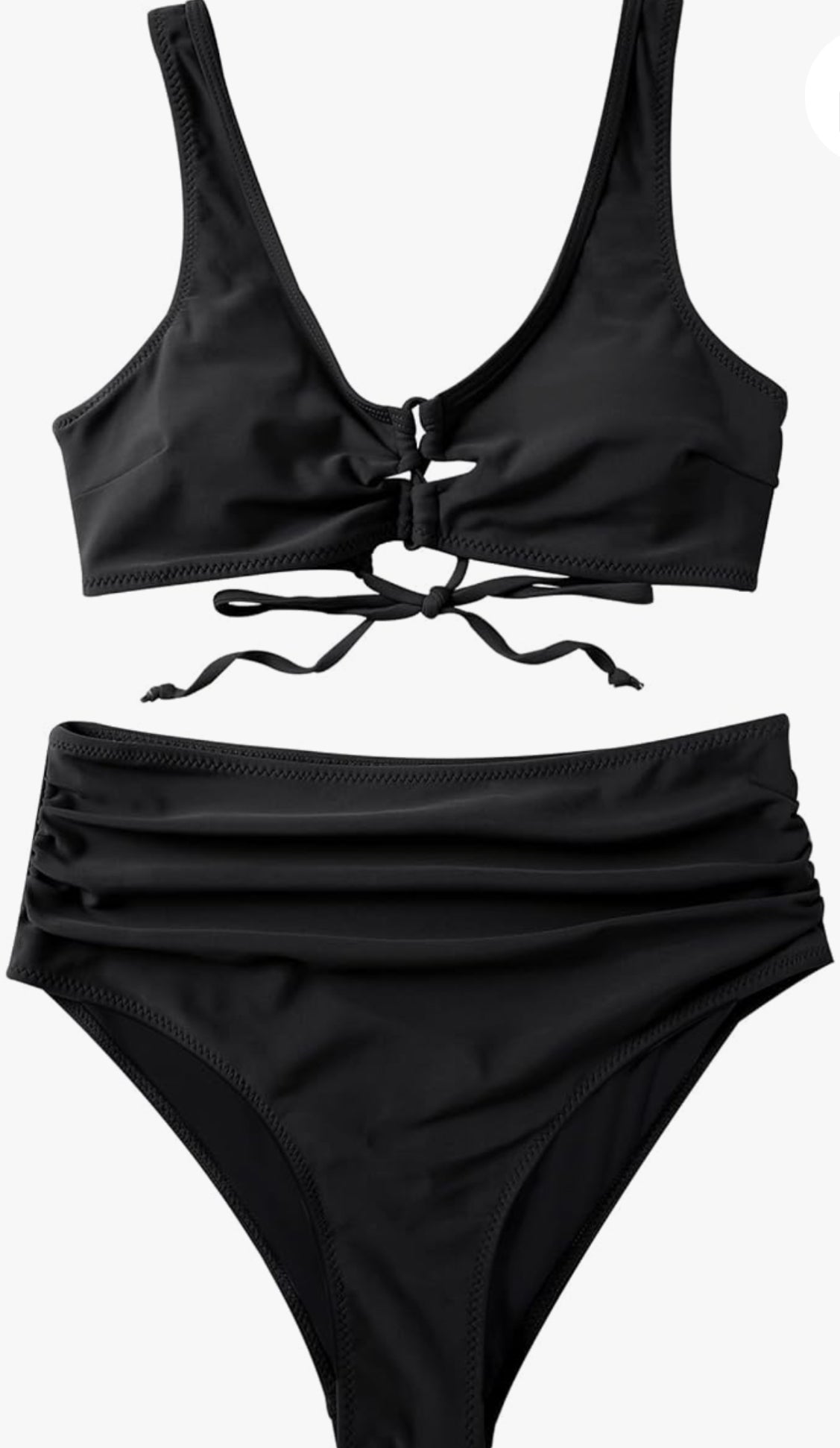 Hollow Out Bikini Top with High Waisted Tummy Control Bikini