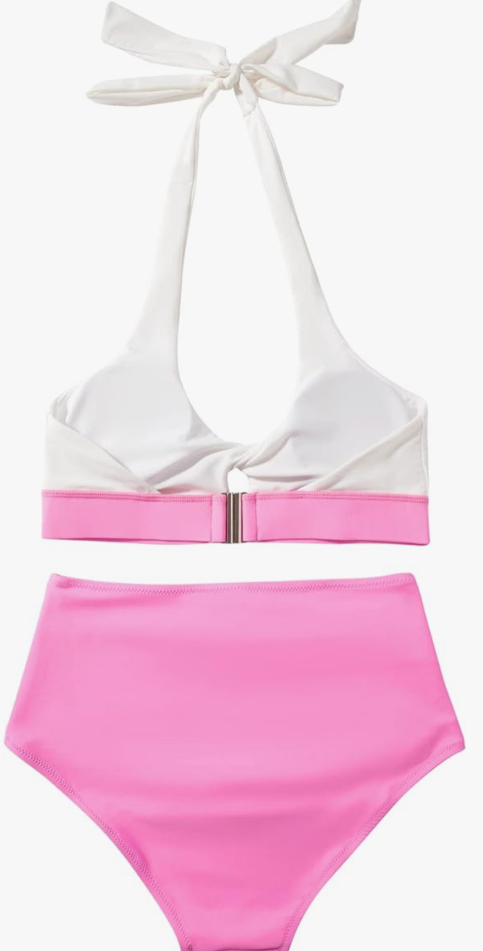 Women Twist Halter Neck Bikini Top with High Waisted Tummy Control Bikini Bottoms