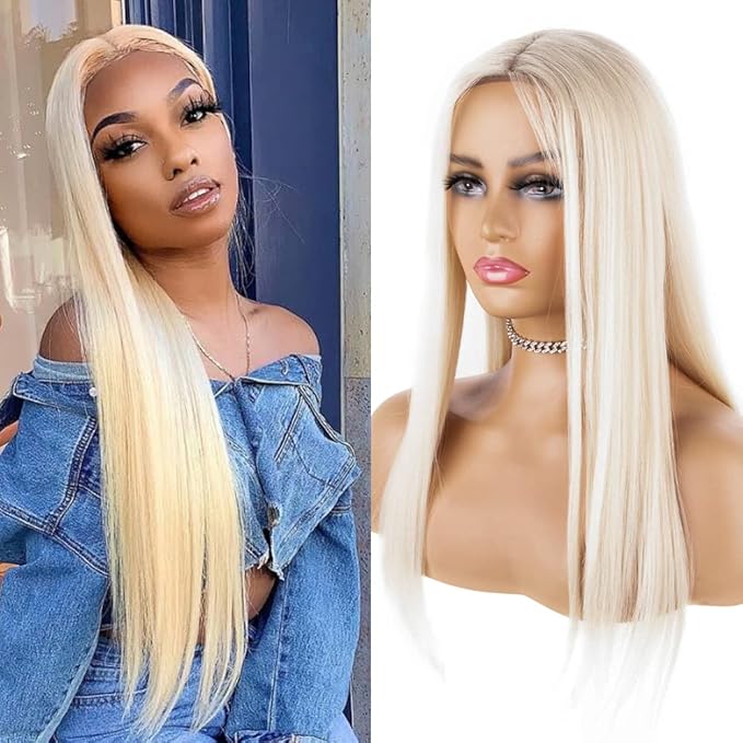 QiHang Long Light Blonde Straight Wig