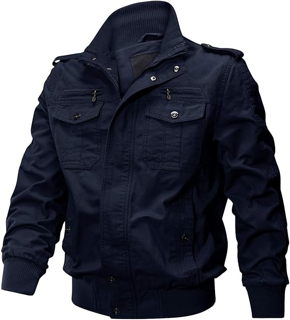 Men's Fleece Cotton Military Coat Casual Cargo Bomber Jacket