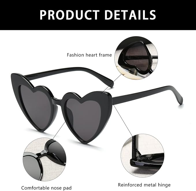 White Plastic Heart Sunglasses