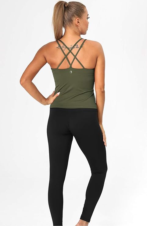 icyzone Women's Sports Tops with Integrated Bra