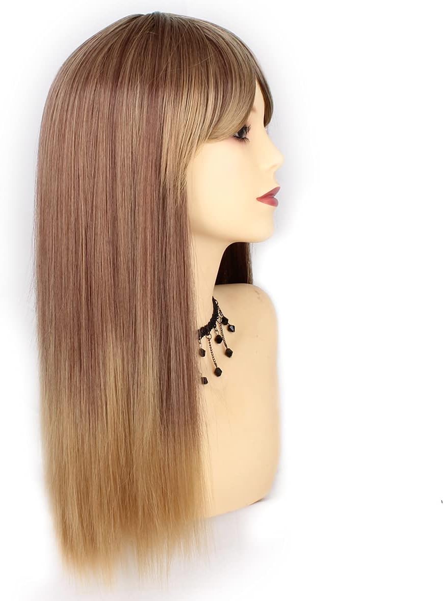 Ladies Light Brown to Blonde Long Straight Ombre Synthetic Wig