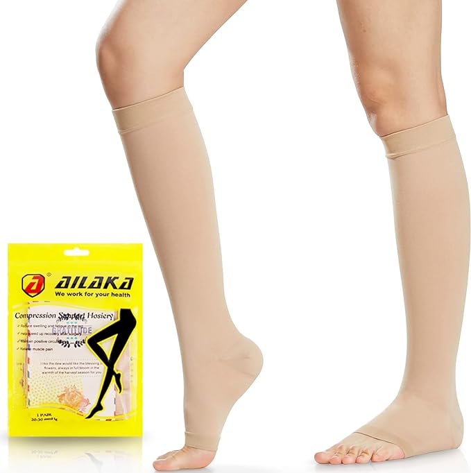 Knee High Compression Socks with open toe
