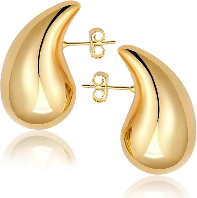 Gold Plated Teardrop Earrings 925 Sterling Silver