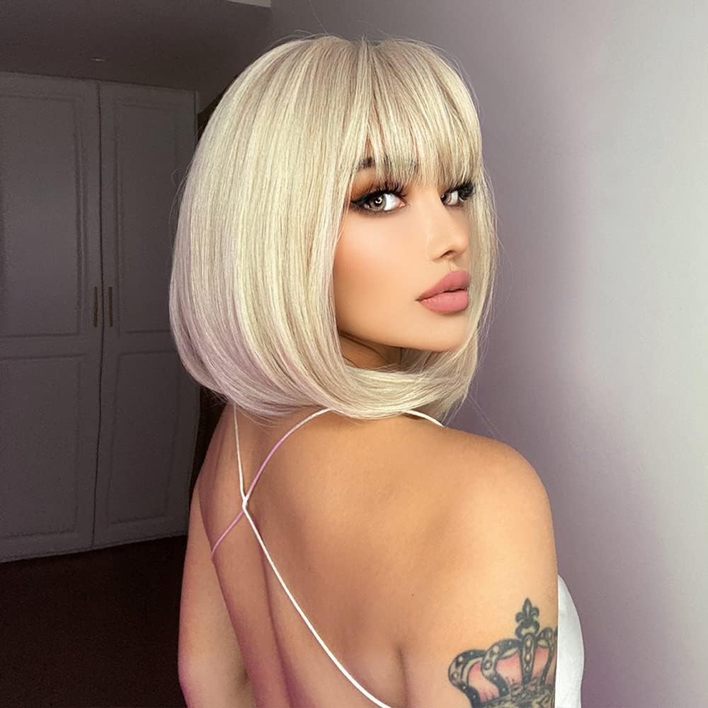 Vairety Blonde Short Bob wig with fringe