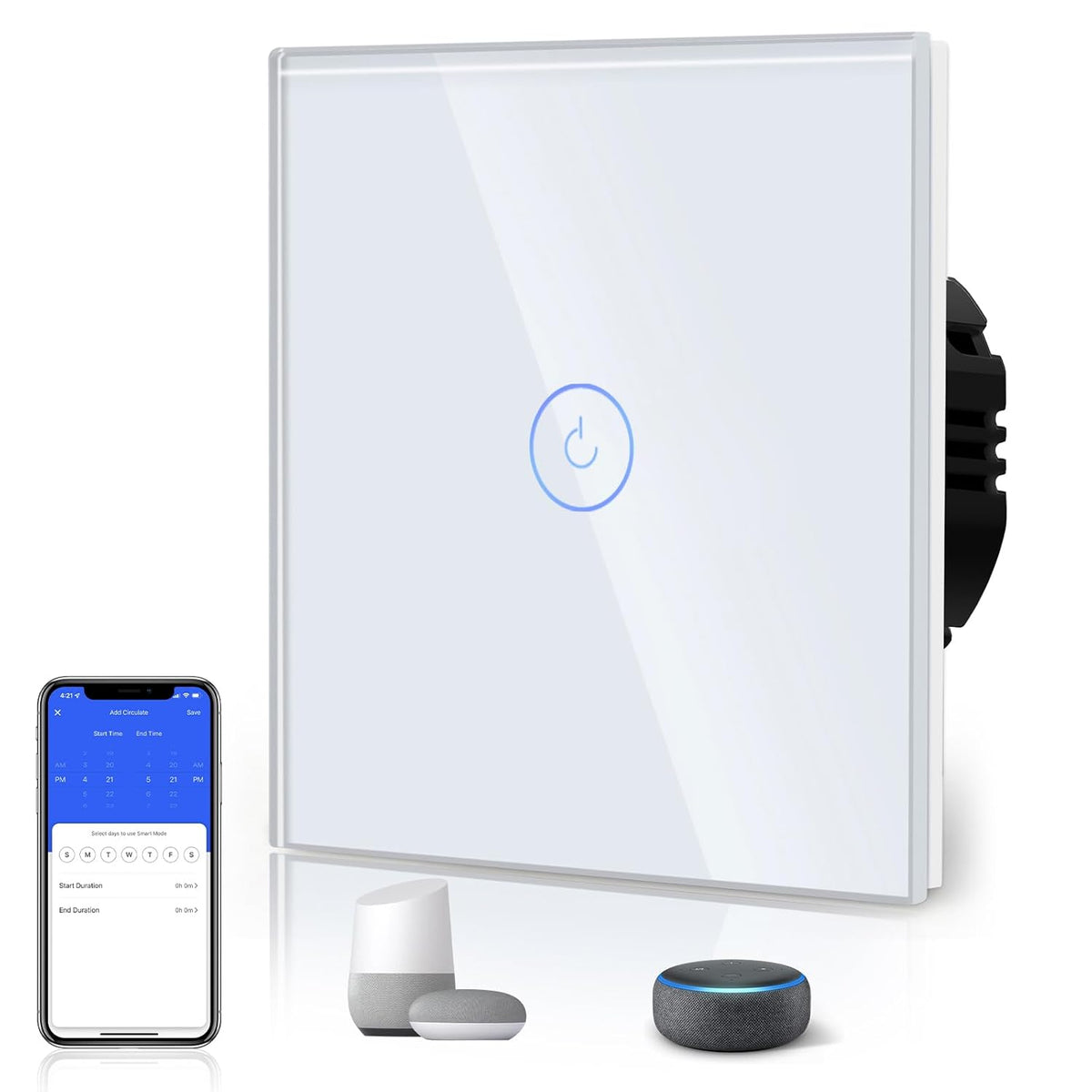 BSEED Smart Light Switch,WiFi Touch Glass Switch