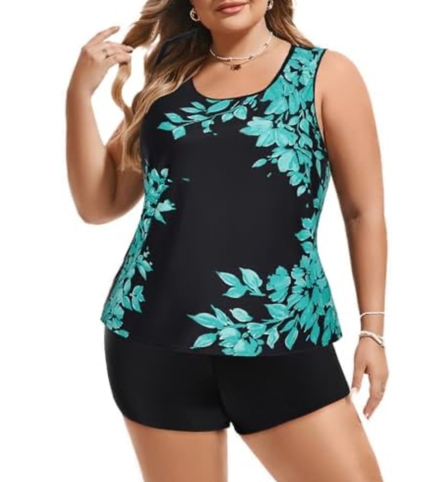 Hanna Nikole Plus Size 3 Piece Tankini Swimsuit