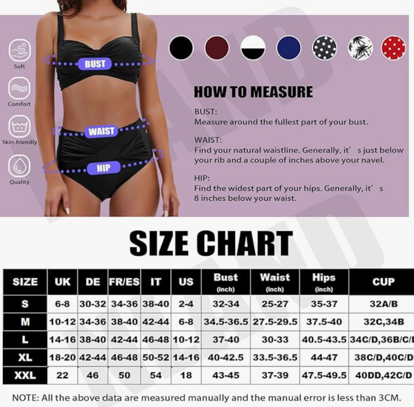 High Waist Bikini Set. Push Up Halter Top with Twisted Ruched Polka dot Printed Bottoms