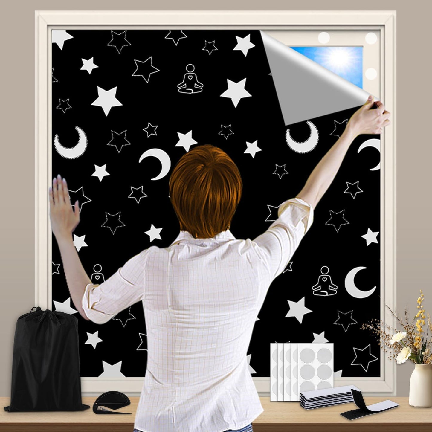 Baby nursery portable black out blinds with suction pads