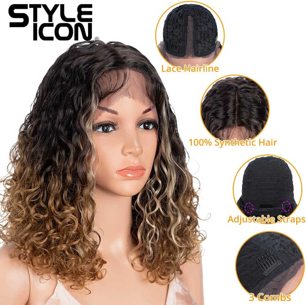 Style Icon Short Curly Middle Part Lace Front Wig 13 Inches