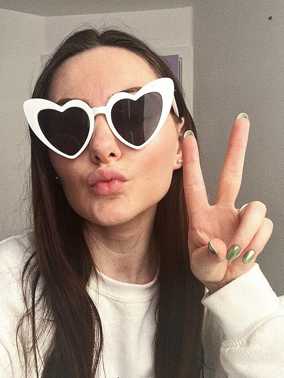 White Plastic Heart Sunglasses