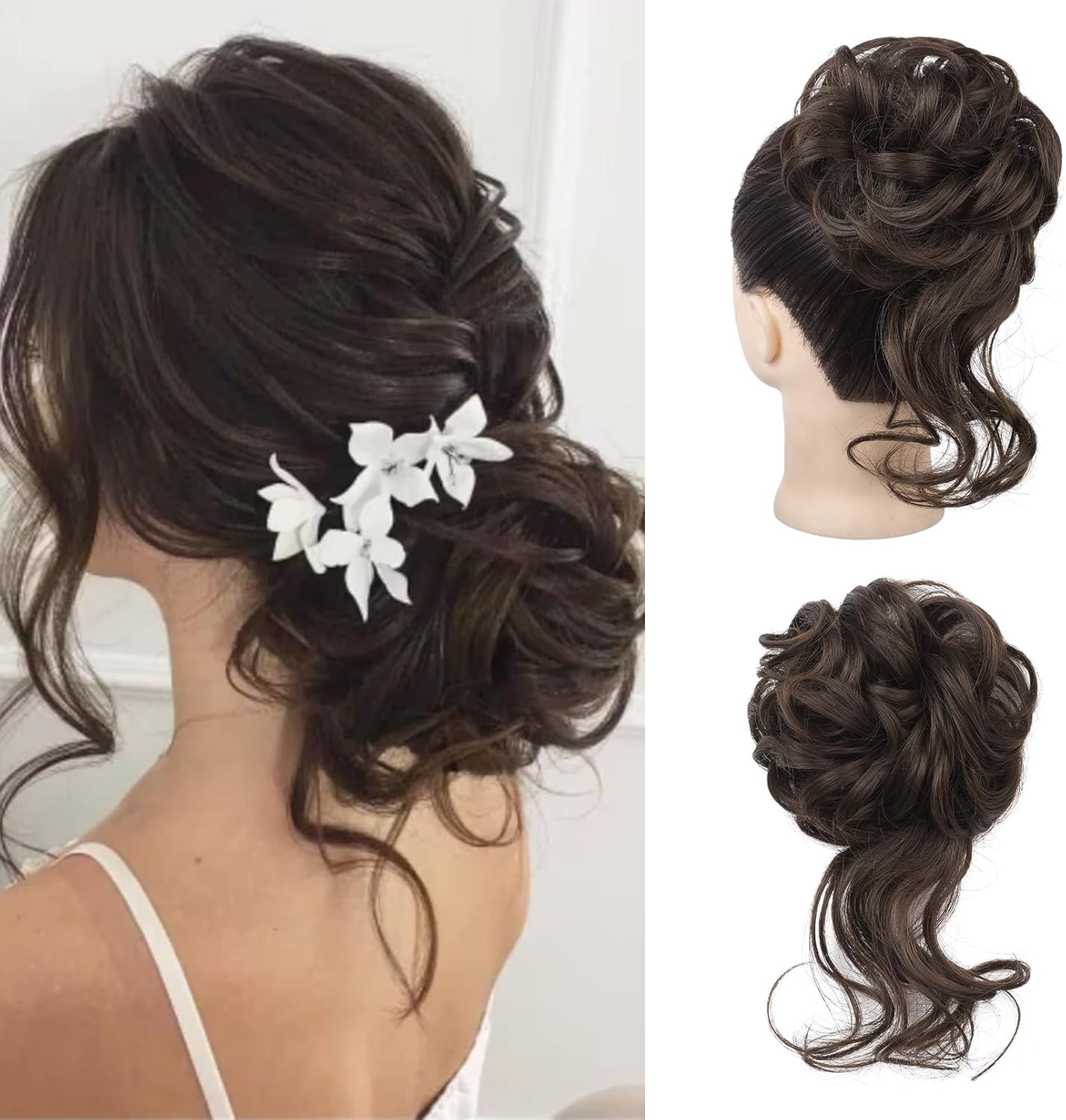 REECHO Messy Tousled Updo Elastic Hair Bun Hair Piece