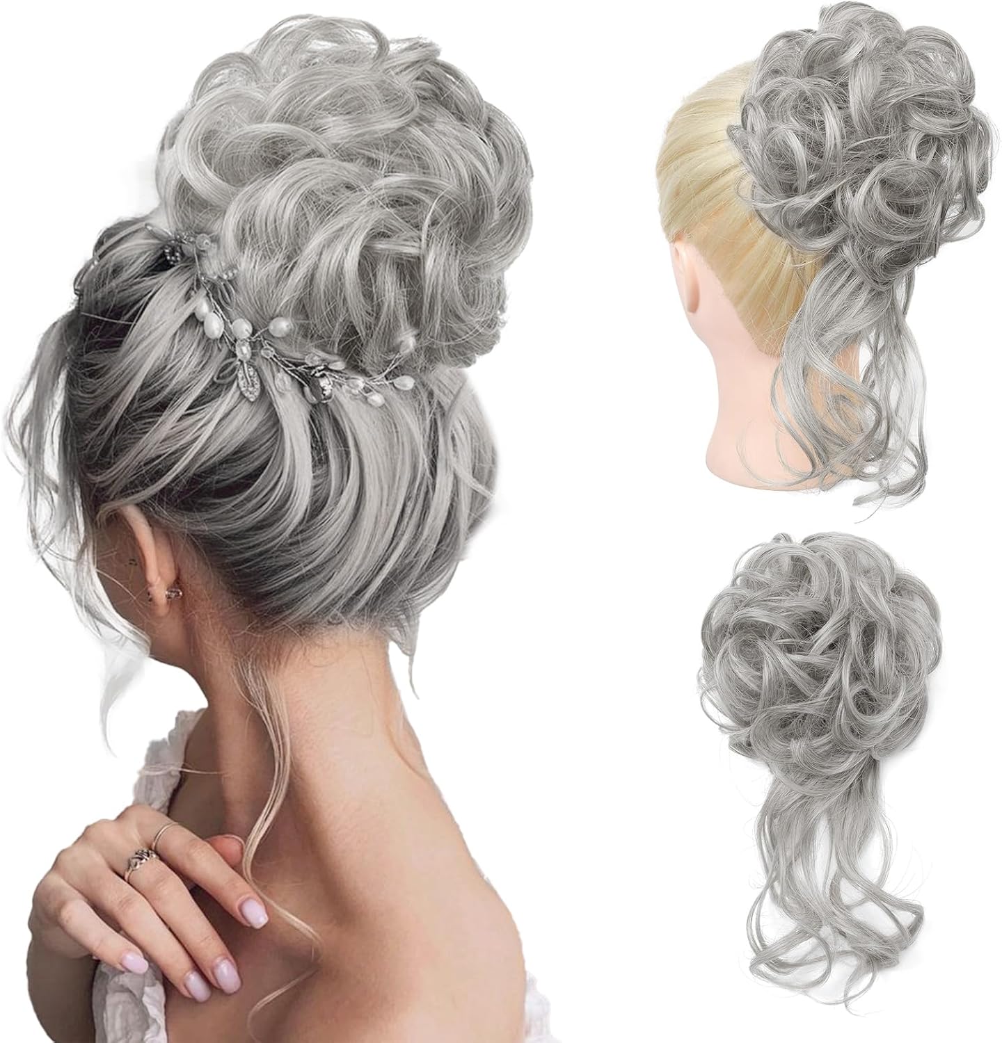 REECHO Messy Tousled Updo Elastic Hair Bun Hair Piece