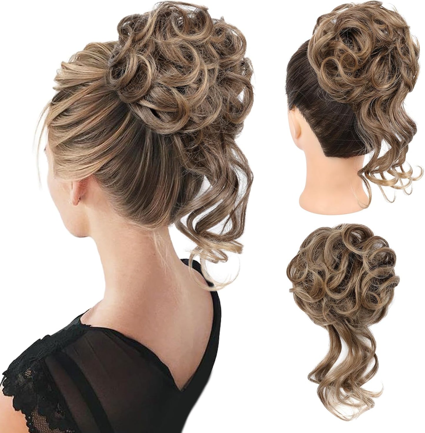 REECHO Messy Tousled Updo Elastic Hair Bun Hair Piece
