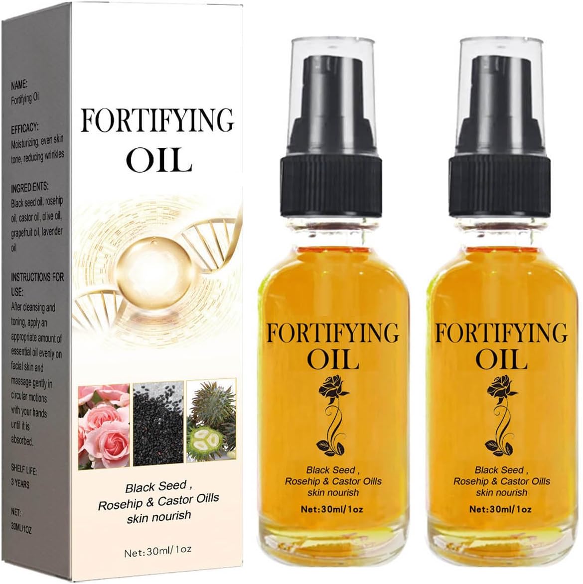 2 Pcs Fortifying Oil Black Seed, Rosehip Oil Serum Face Oil