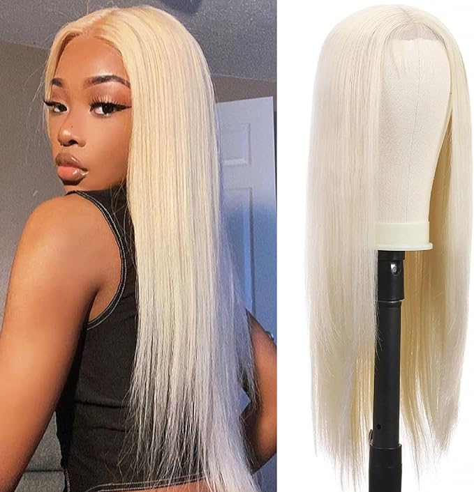 QiHang Long Light Blonde Straight Wig