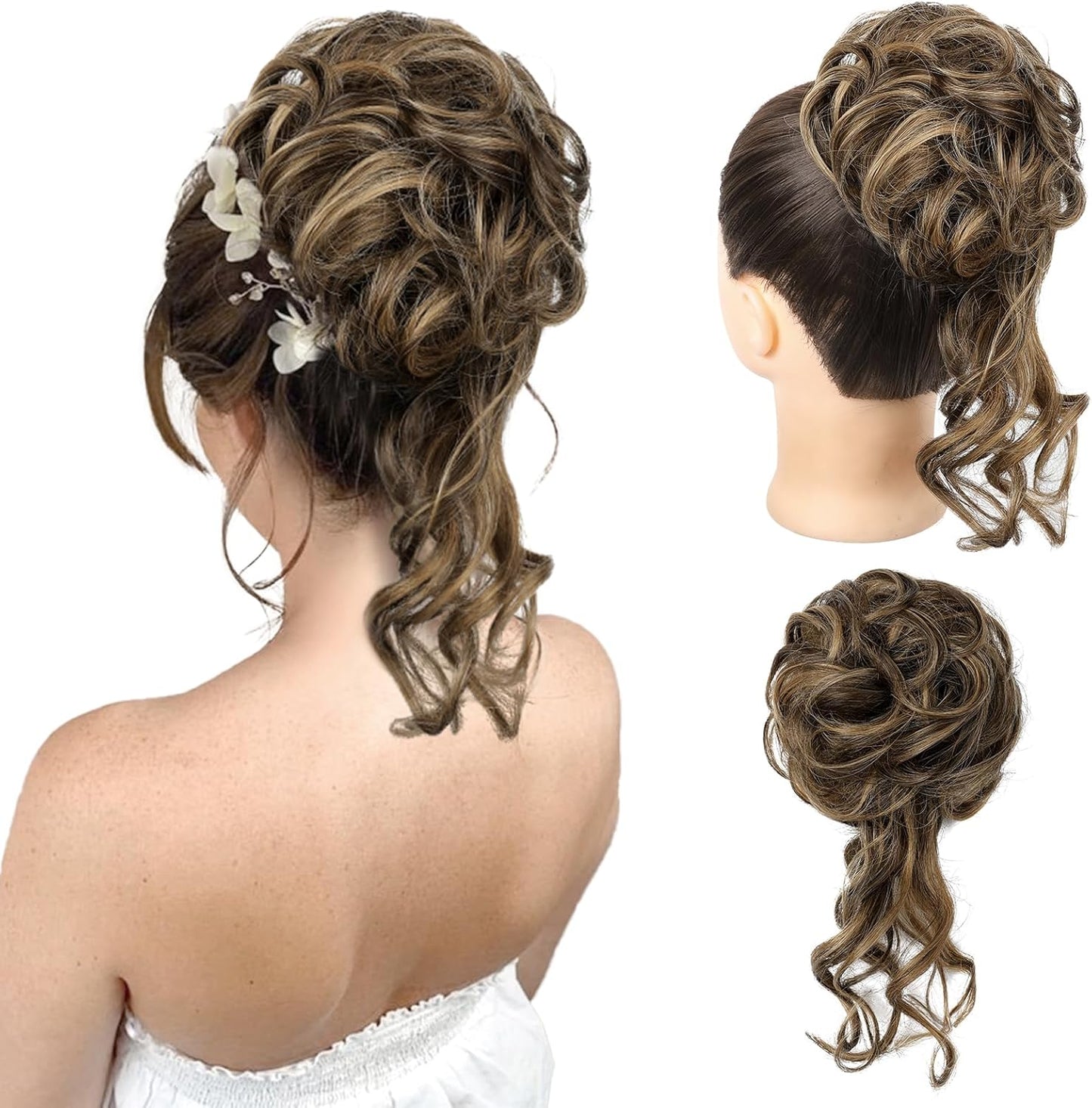 REECHO Messy Tousled Updo Elastic Hair Bun Hair Piece