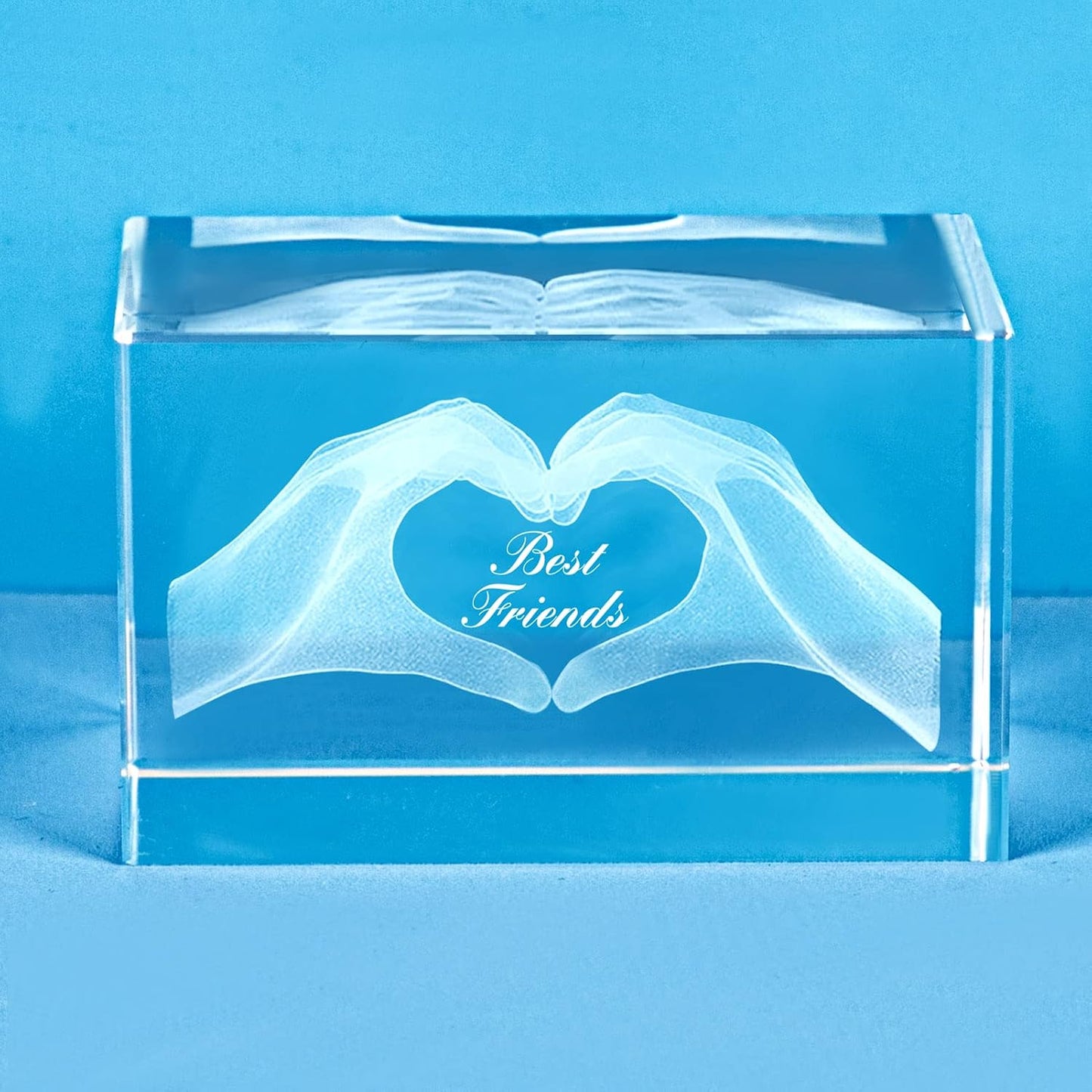 ERWEI Engraved with Best Friends in Cube Crystal Glass Figurines Gifts