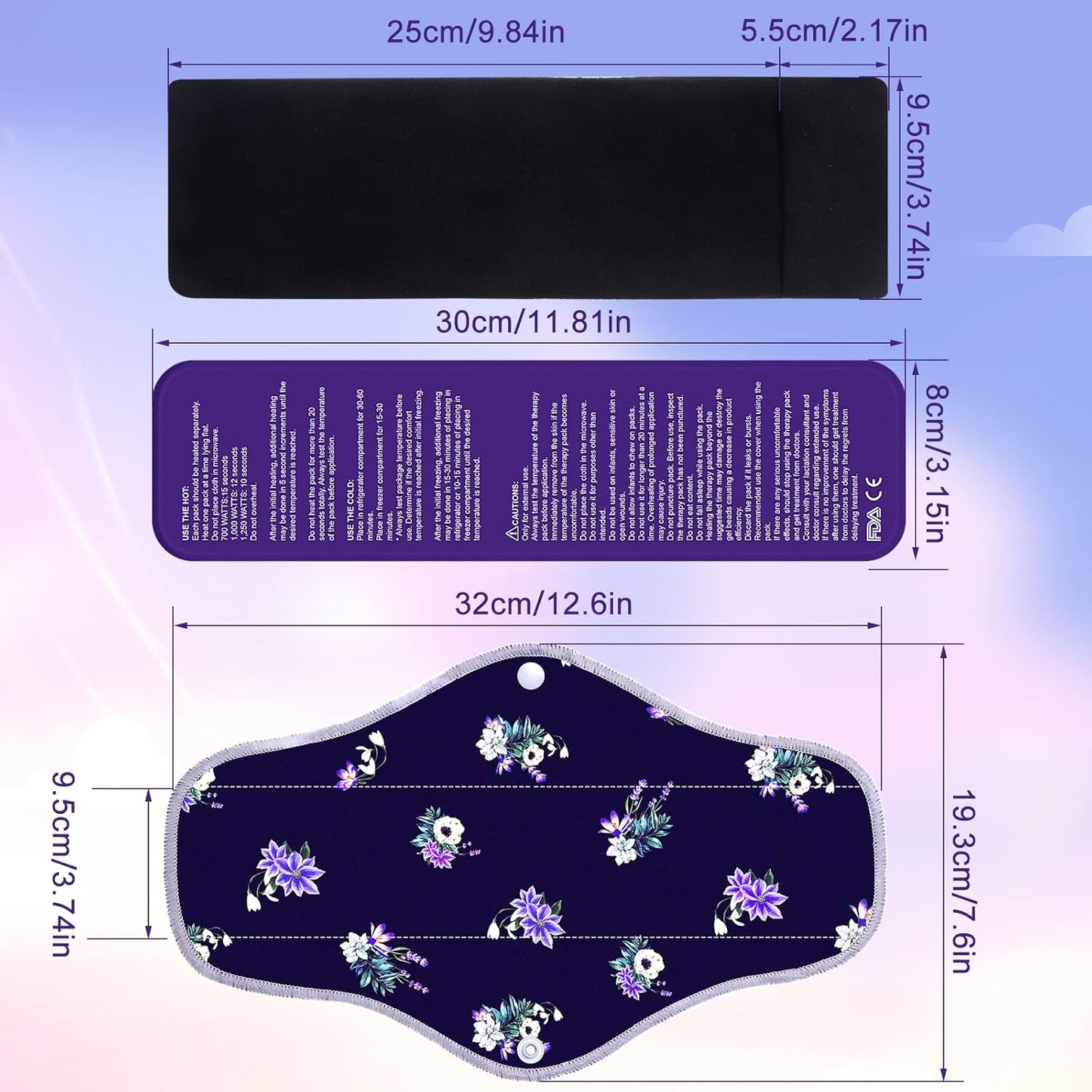 7PCS Reusable Cold and Hot Packs Set, Ice Pack for Postnatal Recovery and Hemorrhoid Pain Relief, Heat Pads with 2 Gel Bead Packs, 2 Washable Sleeves and 3 Sanitary Towel Covers