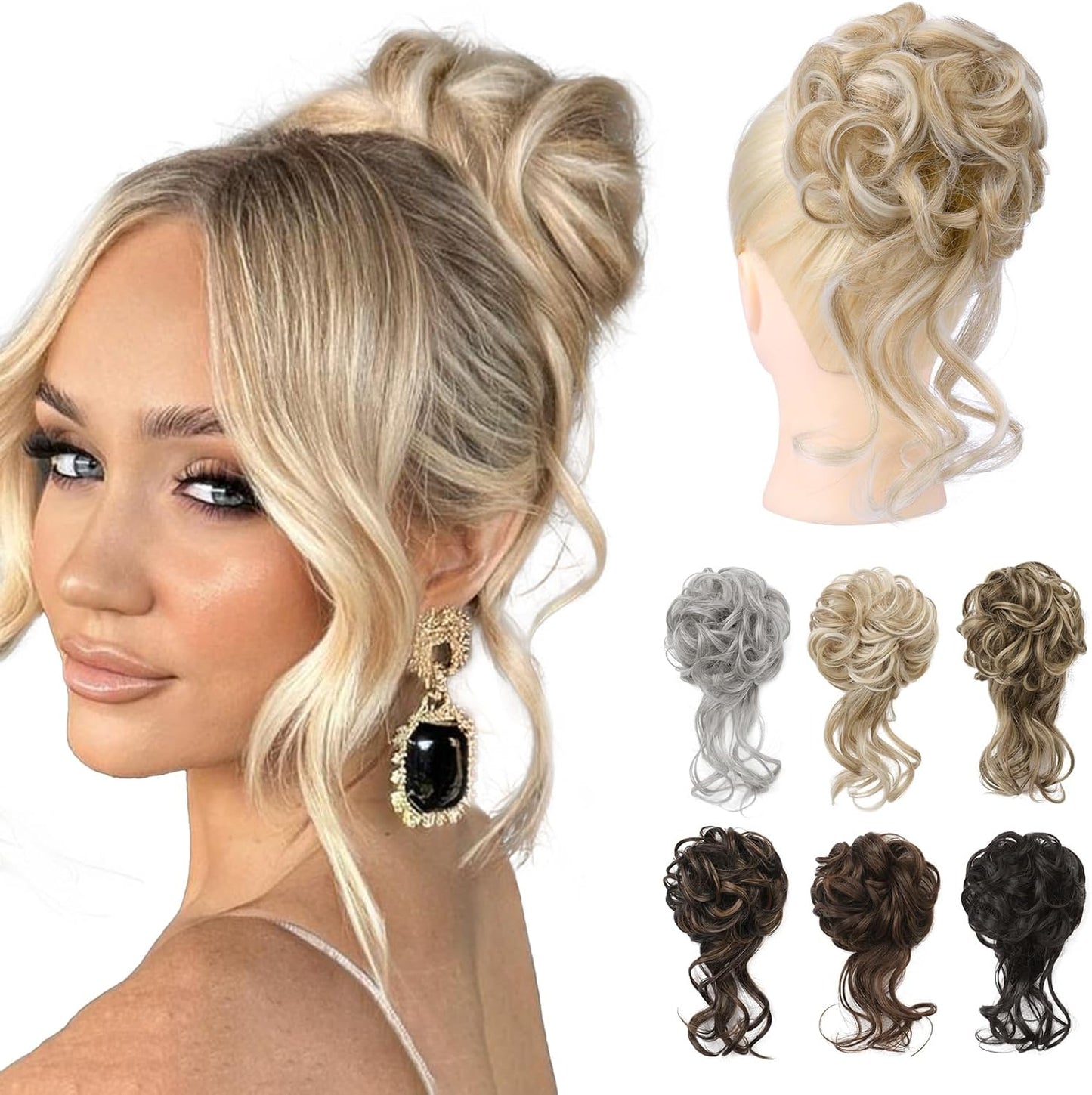 REECHO Messy Tousled Updo Elastic Hair Bun Hair Piece