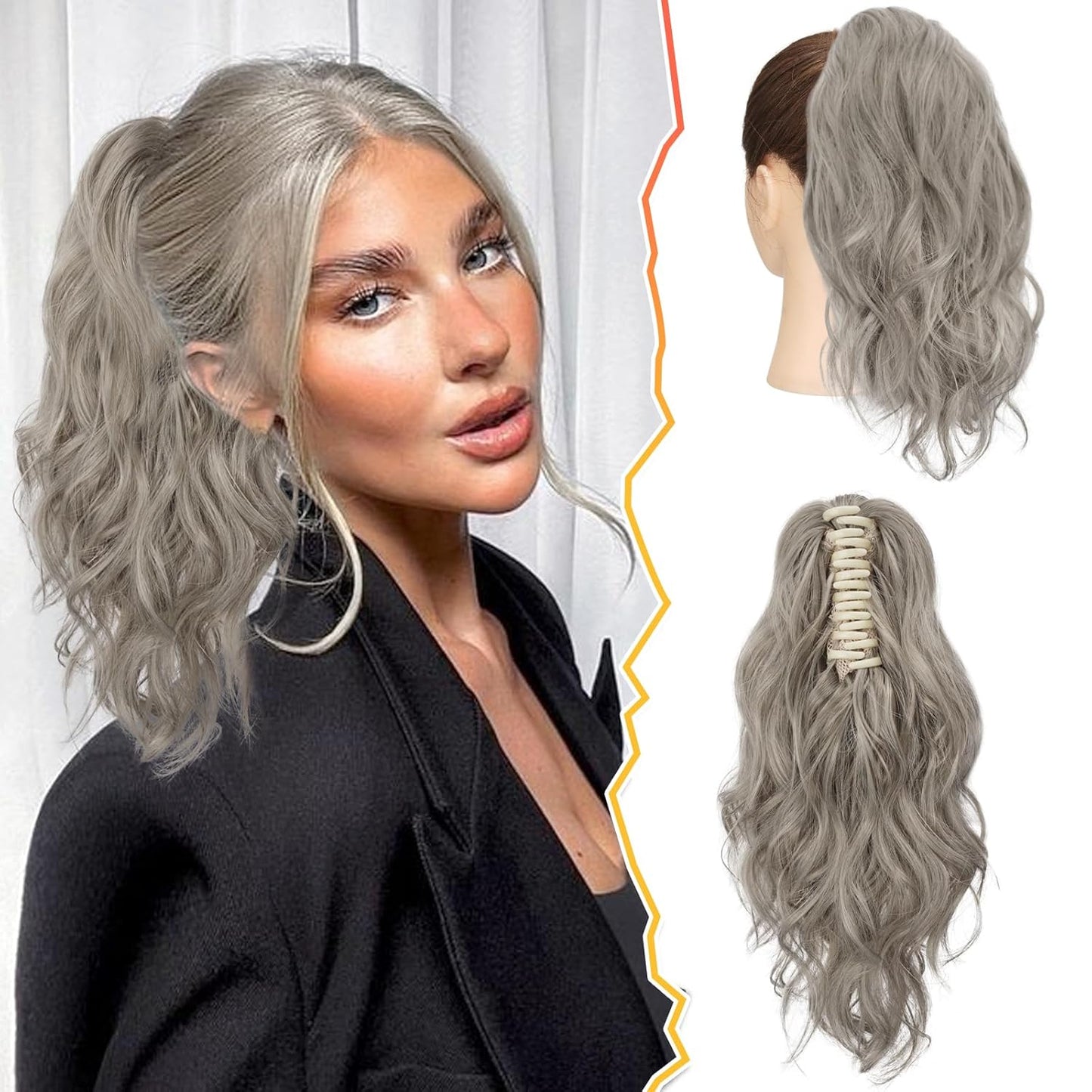BARSDAR Claw Clip Wavy Pony Tail extension