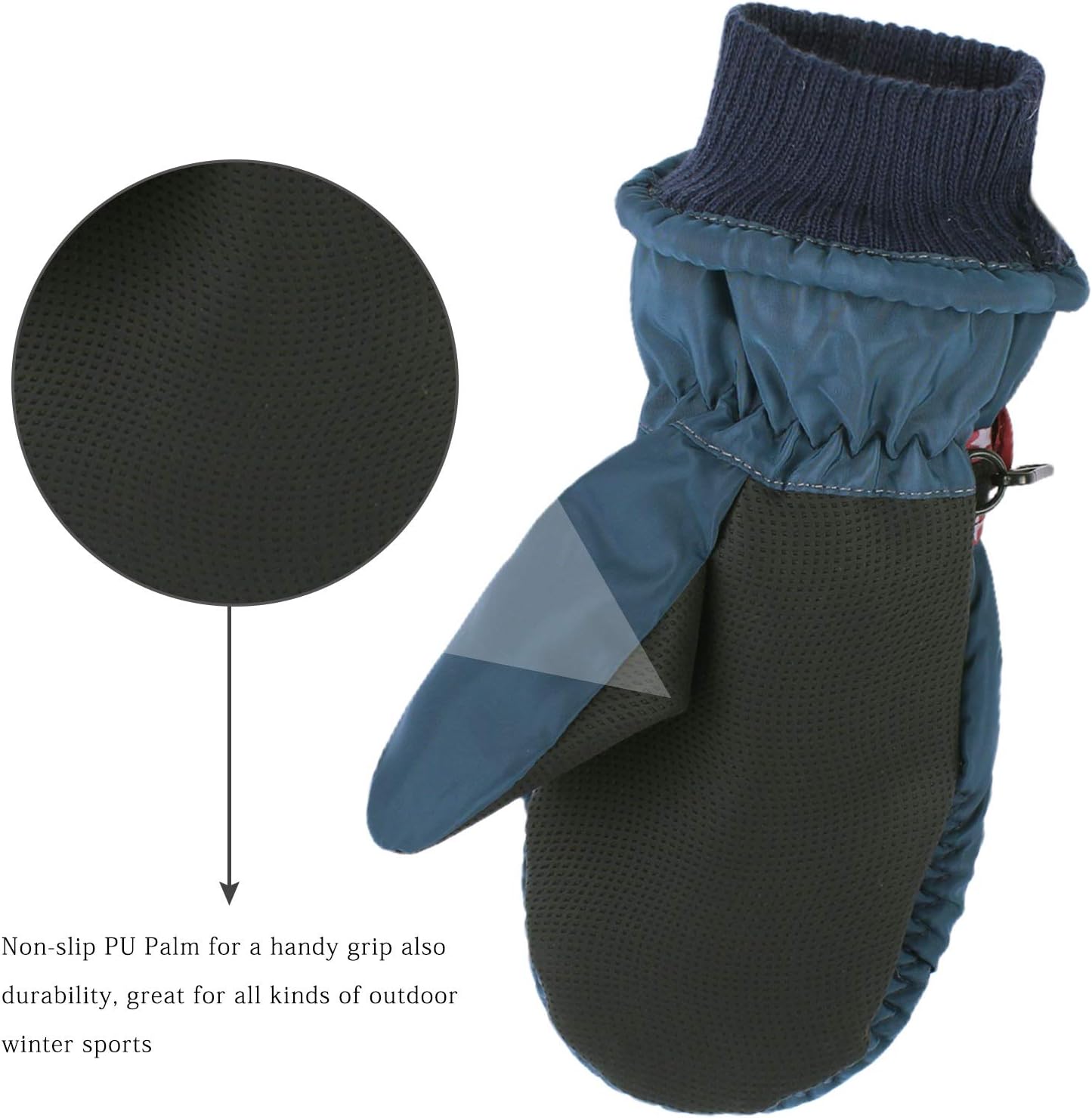 Baby navy cute character waterproof non slip mittens