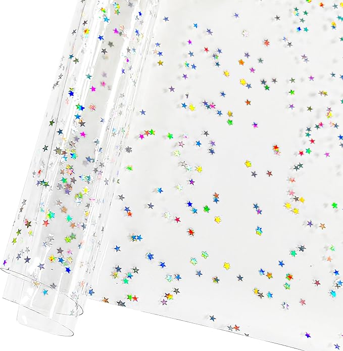 HYANG Shiny Holographic Vinyl PVC Clear Jelly Vinyl Roll: 30cm x 135cm PVC