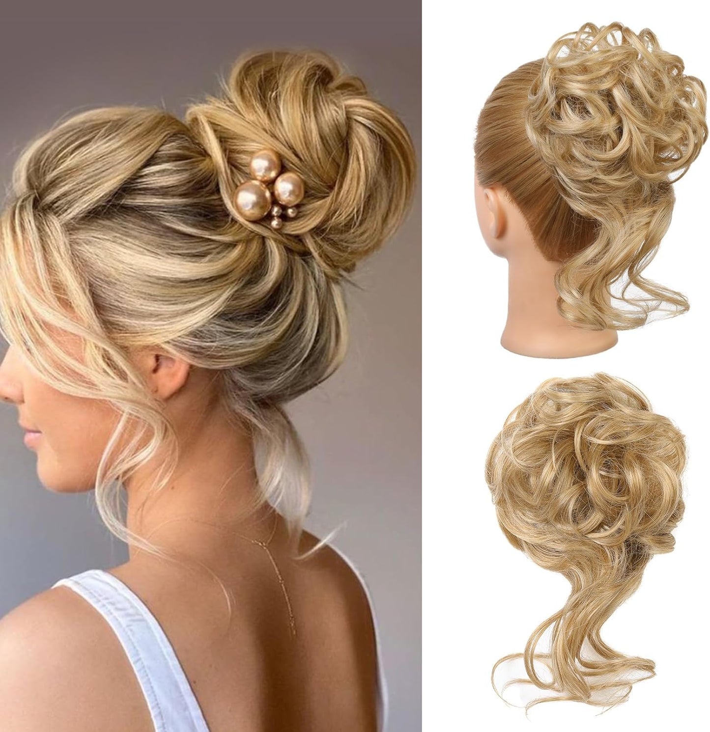 REECHO Messy Tousled Updo Elastic Hair Bun Hair Piece